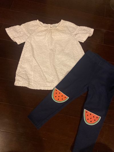 Cat & Jack 18 months. Two piece gorgeous white shirt with blue pants 18 Months
