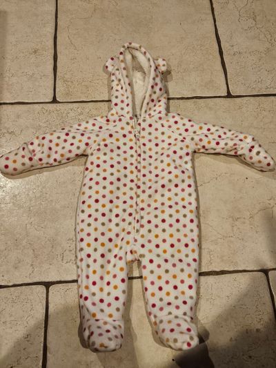 Old Navy Polka Dot Fuzzy Coat Suit 3-6 Months