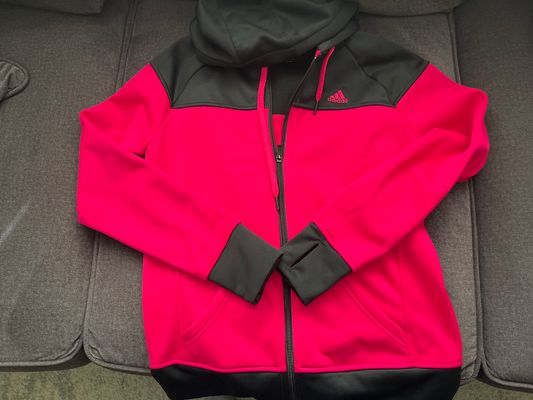 Adidas zip up hoodie pink and black  Women's - S
