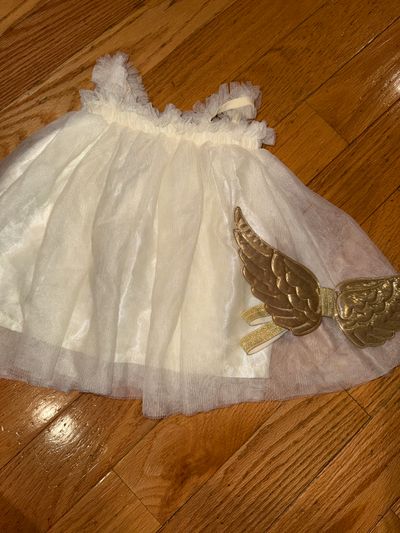 Emmy & Emmy Cream tulle dress with golden wings 0-12 Months