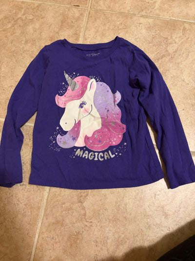 Childrens place long sleeve purple unicorn tshirt  3T