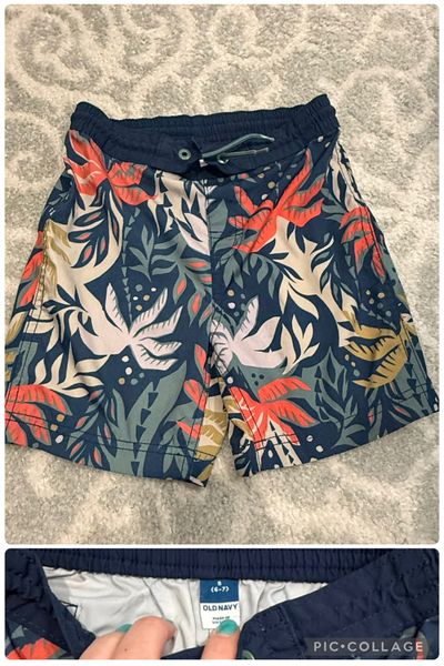 Old Navy Print swim shorts- no lining, size S, 6-7 6T/6