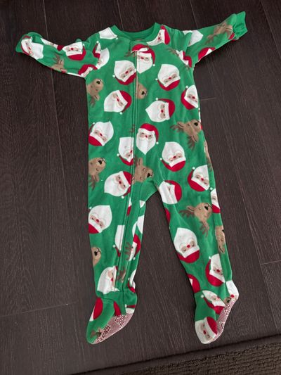 Carter's you and me, Santa and reindeer pajamas Heavy fleece warm material 18-24 Months