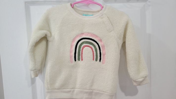 Pekkle cream colored fleece rainbow sweater 18 Months