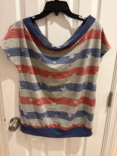 E. Luna Off the shoulder red/white/blue short sleeve top Women's - S