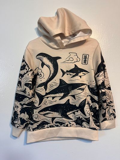 Unknown Japanese Style Shark Print Hoodie 5T/5