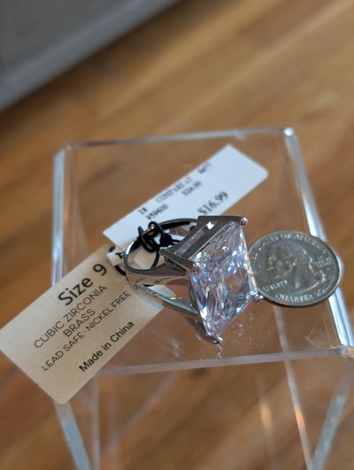 Piper K - quarter for size New large cubic zirconia ring - nickel free - size 9
