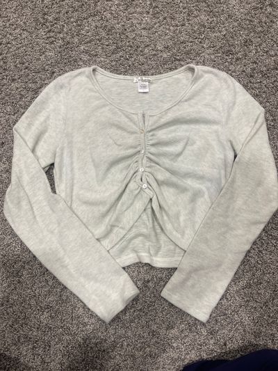 Wild moss Crop- gray sweater Women's - L