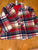 Little me Red yellow and blue plaid pea coat 24 Months