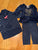 Juicy Couture Lot - navy polka dot sweater and navy velour l/s top & leggings 6-12 Months