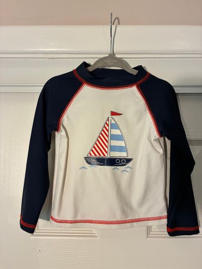 Little Me Size 24M, long sleeve rash guard, SPF 50, sailboat 24 Months