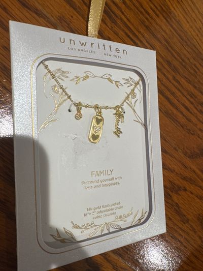 Unwritten NEW family 14k gold flash plated necklace
