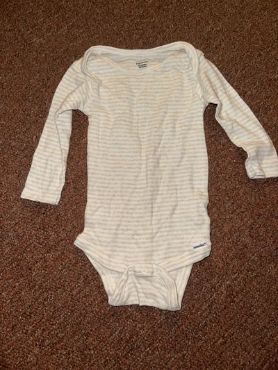 Gerber tan and white striped long sleeve onesie 6-9 Months