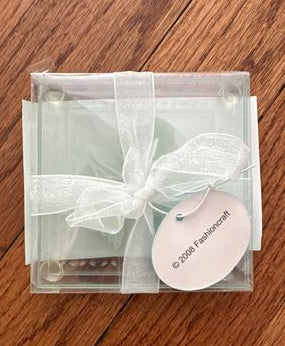 New Set of 2 Glass Seashell Coasters
