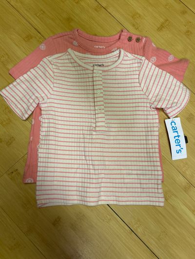 Carters NEW set of 2 pink shirts 12 Months