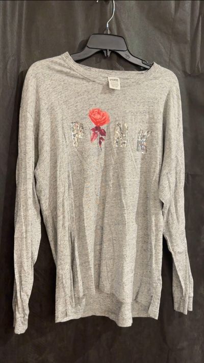 PINK GLITTER PINK LOGO WITH ROSE GRAPHIC Women's - XL