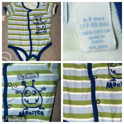 Tickle monster Short sleeve button up onesie 6-9 Months