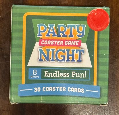 Party Night Coaster Game. Back of box got dirty Party Night Coaster Game. Back of box got dirty