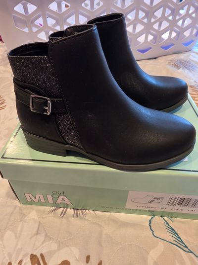 girl Mia Black Glitter Boots 10 (Lil' Kid)