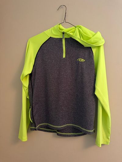 CB Gray and Flourescent Yellow Hooded top 14-16