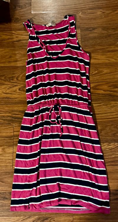 Banana republic Pink, black and white striped dress Women's - XS