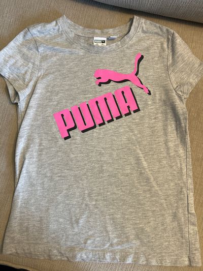 Puma Gray w pink logo short sleeve 10-12