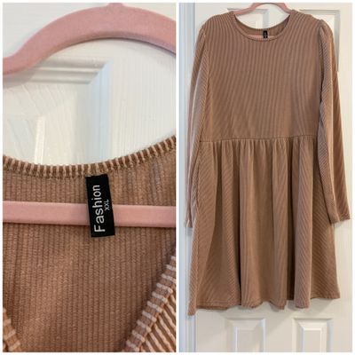 Fashion Tan Long Sleeve Dress - Size XXL Women's XXL 18