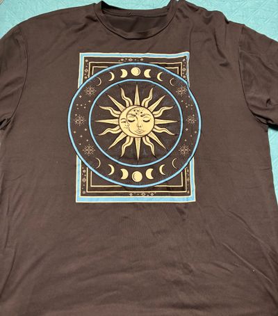 Sun and moon long grey soft tee Loose fit soft grey tee w sun and moon Junior M - 5