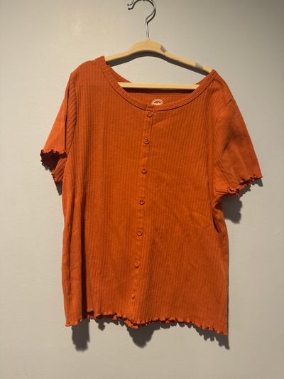 Wonder nation plus S/S burnt orange shirt w/ buttons 14-16