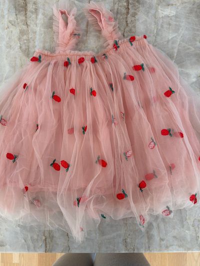 Tulle mini dress with red pineapples  4T
