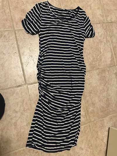 Dark blue and white striped maternity dress  Women's - M