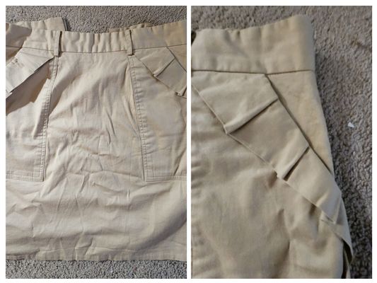 ST. MARK'S Beige skirt with raffle detail on pockets, office wear Women's 10