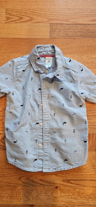Cater's BNWT Ocean theme graphic button down shirt 24 Months