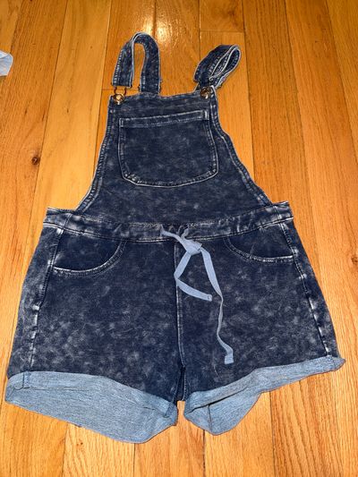 Justice Stretchy acid washed shortalls 10-12