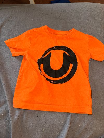 True Religion Orange with black logo tee 2T