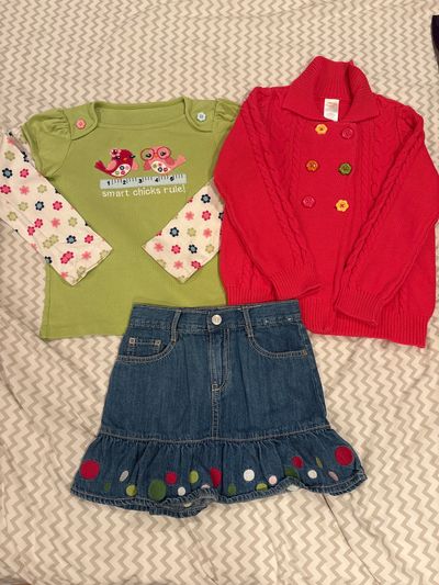 Gymboree 3 piece coordinating set- size 6 skirt & shirt, size 5/6 sweater 6T/6