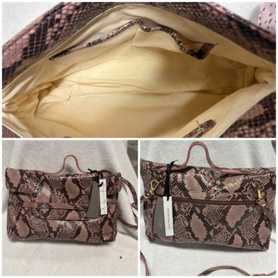 Pietro New pink snake skin Leather 12 by 9 with shoulder strap