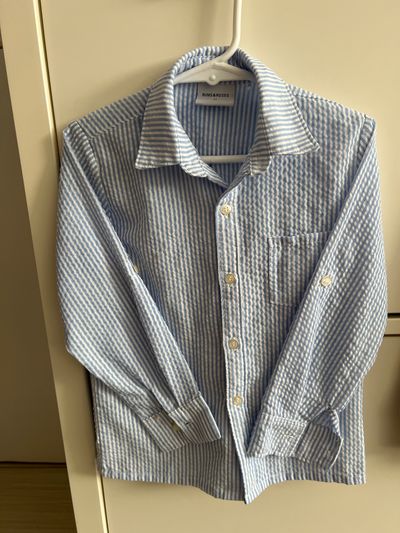 Bums and roses Blue dress shirt for a boy 3T