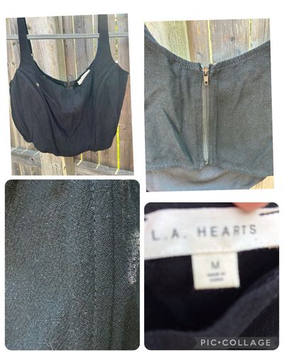 LA HEARTS black crop top w side bones back zipper Black crop halter top w back zip & side boning for layering Junior M - 4