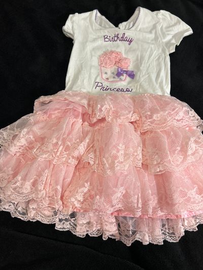 Koala kids White and pink birthday princess dress with lace 4T
