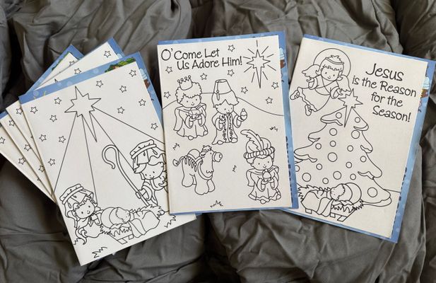 Oriental Trading- 6 cards Kids Coloring Christmas Cards w/ Envelopes