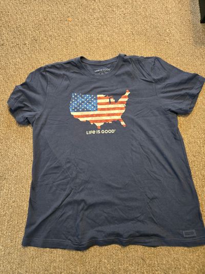 Life is good Blue american flag T Men's - XL