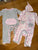 Cloud island Lot of 2 long sleeve pink and grey outfits with 1 hat 3-6 Months