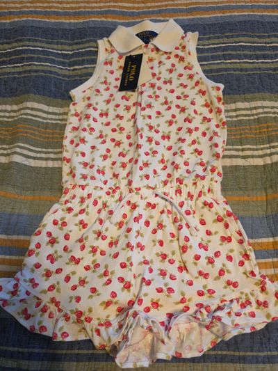 Polo NEW WITH TAGS Strawberry Romper 6T/6