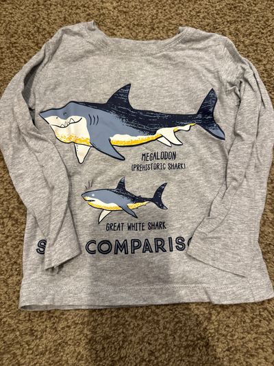 Carters shark long sleeve top gray  2T