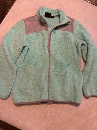 Rebook fleece zip up Mint green and gray size 14/16 14-16