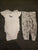 Carter gray short-sleeve bodysuit "Mighty Cute" dinosaur and match pant. 24 Months
