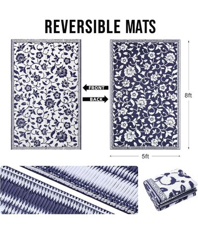 OLANLY Waterproof Outdoor Rug 5x8 ft NEW BNIB outside plastic straw baby and white rug Retails $40