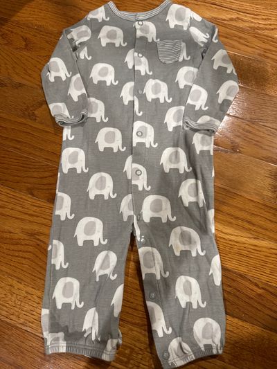 Carters Gray elephant onesie 9 Months
