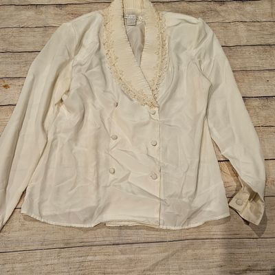 The Limited Off White Long Sleeve Dress Shirt w/ Lace Accents Women's - S
